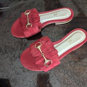 Red Suede Women’s Slide Sandals